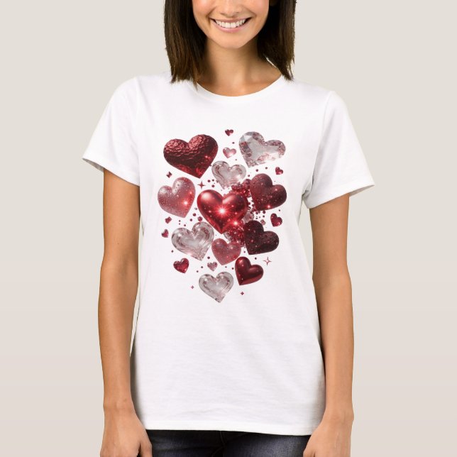 Fresh Silver HEARTS AND GLITTER Graphic Tee (Front)