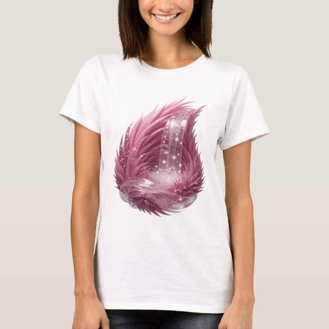 Fresh Silver PINK FAIRY WATERFALL 3D Text Art T-Shirt (Front)