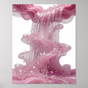 Fresh Silver PINK GLITTER WATERFALL Wearable Art Poster