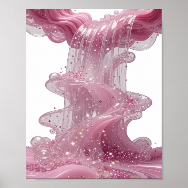 Fresh Silver PINK GLITTER WATERFALL Wearable Art Poster (Front)