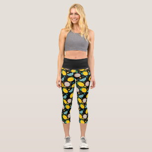 Fresh Slices Citron Lemon Pattern Capri Leggings