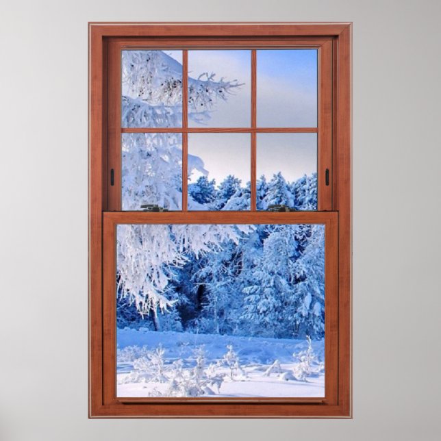 Fresh Snow Cover Fake Window Illusion Poster (Front)