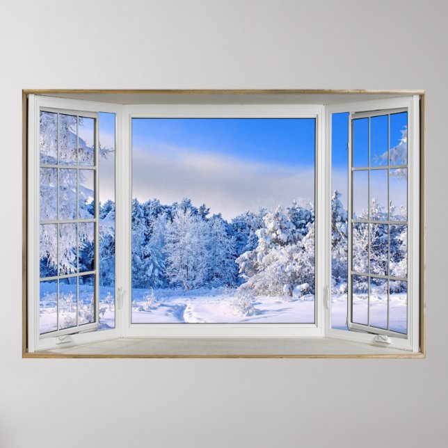 Fresh Snow Cover Fake Window Illusion Poster (Front)