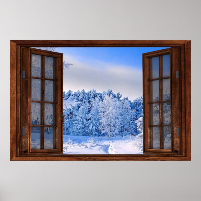 Fresh Snow Fall  Fake Window Illusion Poster (Front)