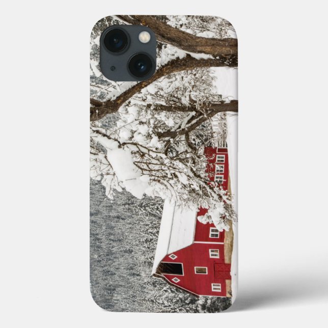 Fresh snow on red barn Case-Mate iPhone case (Back)