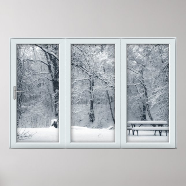 Fresh Snowfall Window with a View Poster (Front)