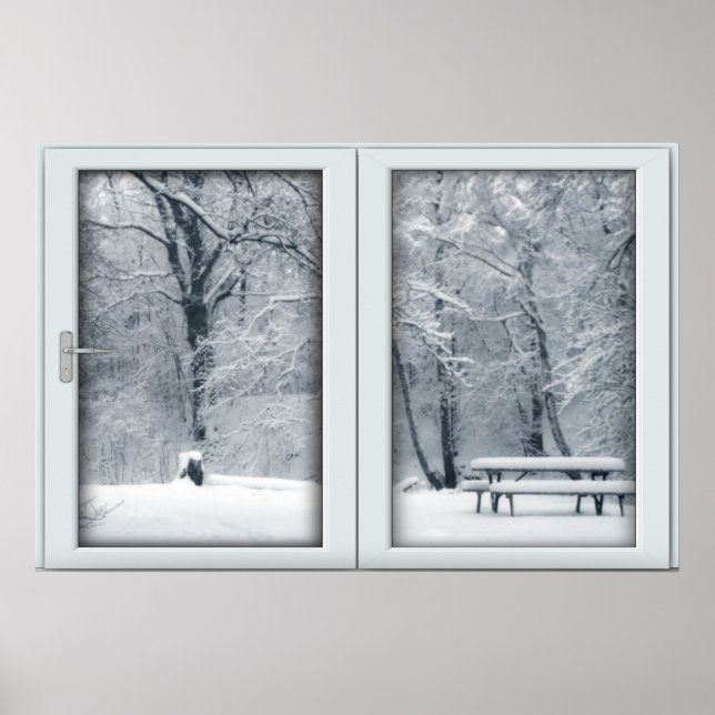 Fresh Snowfall Window with a View Poster (Front)