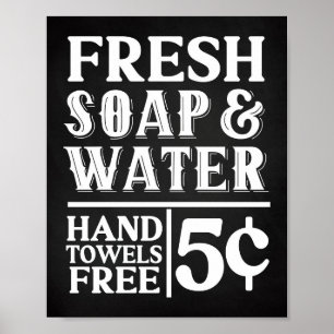 Fresh Soap & Water Vintage Farmhouse Bathroom Poster