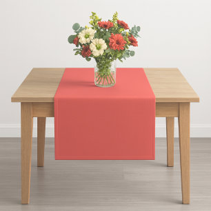 fresh solid bold vibrant coral summer decor short table runner