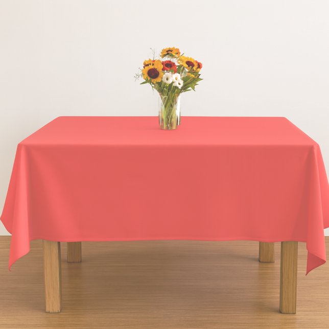 fresh solid bold vibrant coral summer decor tablecloth (Creator Uploaded)