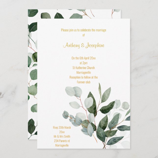 FRESH SPRING BOTANICAL BOUQUET WEDDING INVITATION (Front/Back)