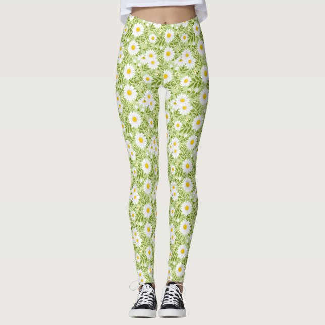 Fresh Spring Daisy Vector Art Leggings (Front)