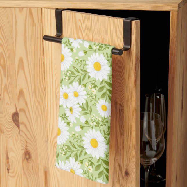 Fresh Spring Daisy Vector Art Tea Towel (Thirds Fold)