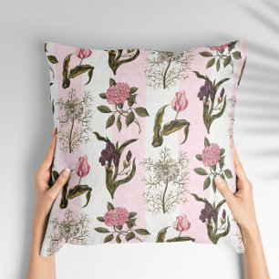 Fresh Spring English Garden Pink Striped Cushion