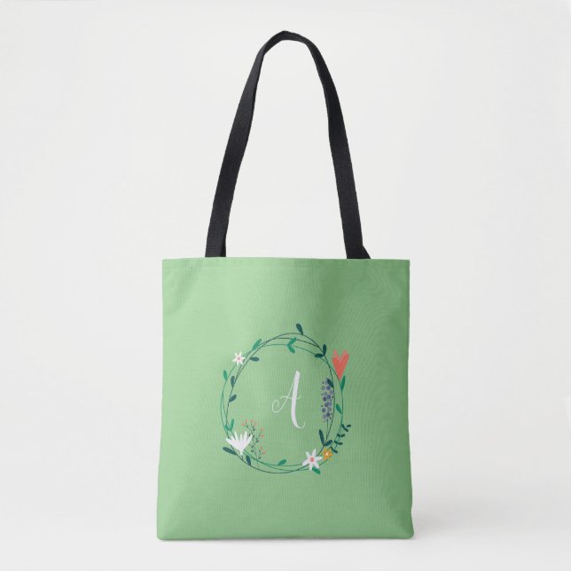 Fresh Spring Floral Garland Personalised Tote Bag (Front)