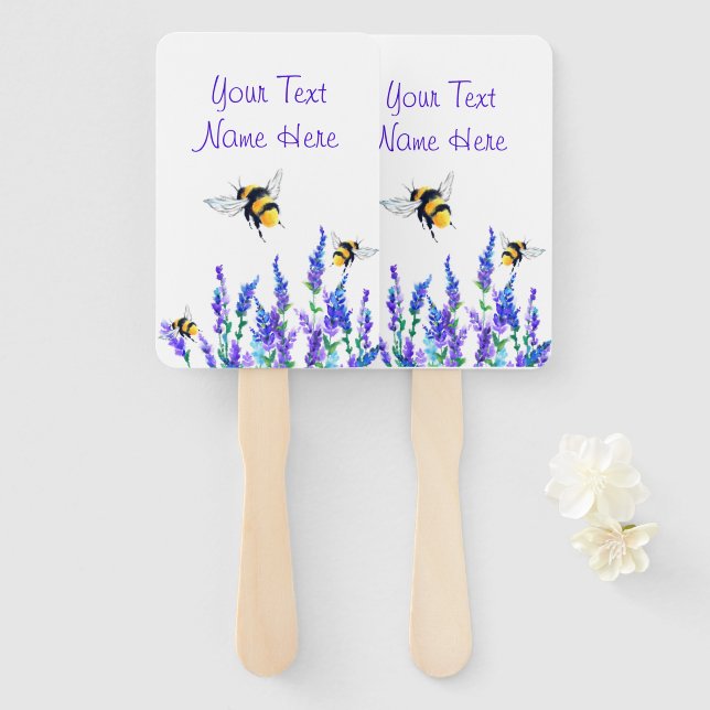 Fresh Spring Flowers and Bees Flying -Customisable Hand Fan (Front and Back)