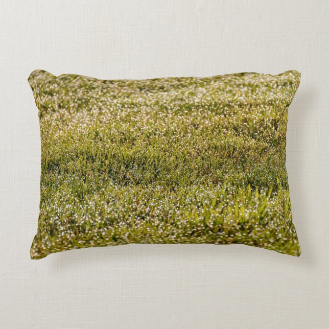 Fresh spring green grass background, with bokeh ef decorative cushion (Front)