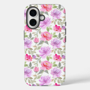 Fresh Spring Vibe: Pink and Purple Floral Design iPhone 16 Case