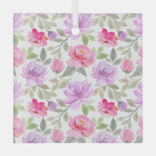 Fresh Spring Vibe: Pink and Purple Floral Design Glass Tree Decoration