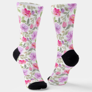 Fresh Spring Vibe: Pink and Purple Floral Design Socks