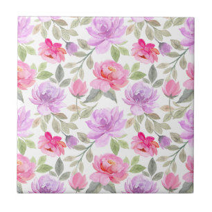 Fresh Spring Vibe: Pink and Purple Floral Design Tile