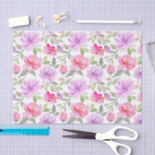 Fresh Spring Vibe: Pink and Purple Floral Design Tissue Paper