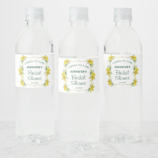 Fresh Spring Yellow Floral Bridal Shower    Water Bottle Label
