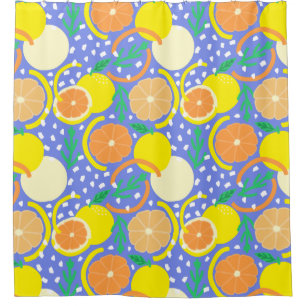 Fresh Squeezed Citrus Fruit Confetti Amalfi Coast Shower Curtain