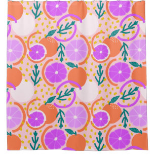 Fresh Squeezed Citrus Fruit Confetti Pink Lemonade Shower Curtain