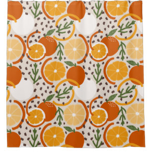 Fresh Squeezed Citrus Fruit Confetti Retro Kitchen Shower Curtain