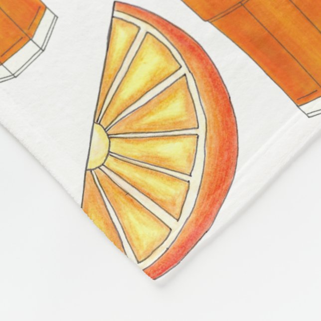 Fresh Squeezed OJ Orange Juice Citrus Fruit Slice Fleece Blanket (Corner)