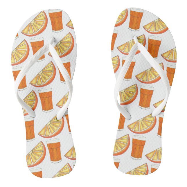 Fresh Squeezed OJ Orange Juice Citrus Fruit Slice Jandals (Footbed)