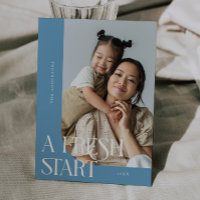 Fresh Start New Year Denim Blue Curved Frame Photo