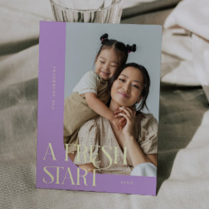 Fresh Start New Year Wisteria Curved Frame Photo Holiday Card