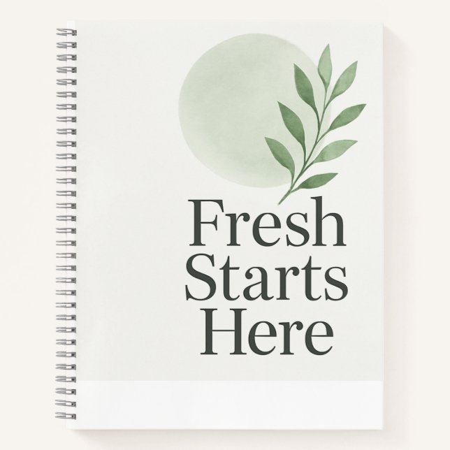 Fresh Starts Here Minimalist Wellness Notebook (Front)