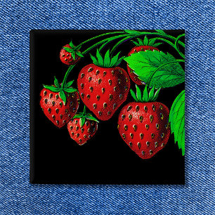 Fresh Strawberries 15 Cm Square Badge