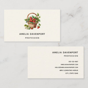 Fresh Strawberries in a Wicker Basket Business Card