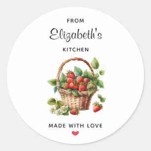 Fresh Strawberries in a Wicker Basket Kitchen Classic Round Sticker
