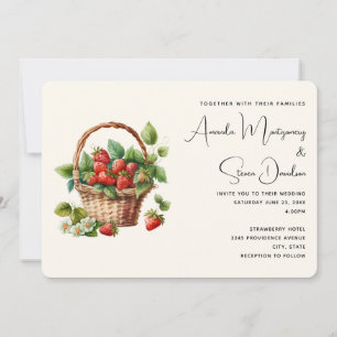Fresh Strawberries in a Wicker Basket Wedding Invitation