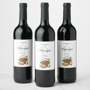 Fresh Strawberries in a Wicker Basket Wine Making Wine Label