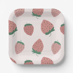 Fresh Strawberries pattern Paper Plate
