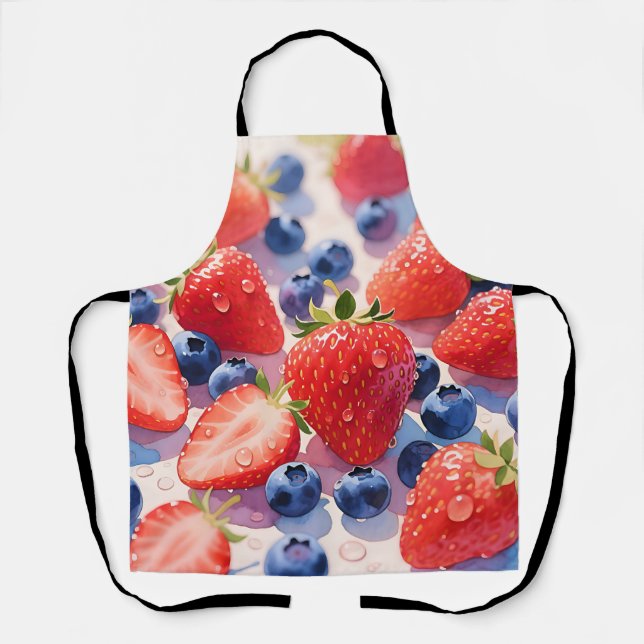 Fresh Strawberry Blueberry Burst Apron (Front)