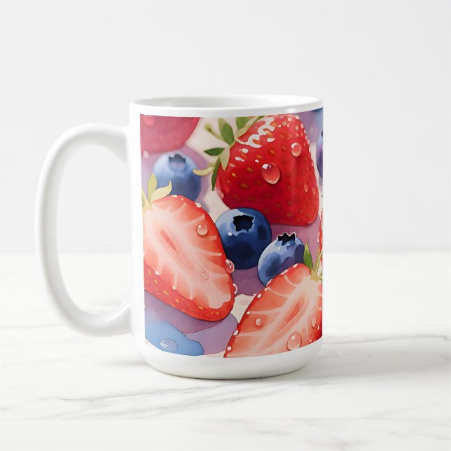 Fresh Strawberry Blueberry Burst Coffee Mug (Left)