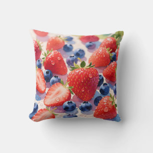 Fresh Strawberry Blueberry Burst Cushion