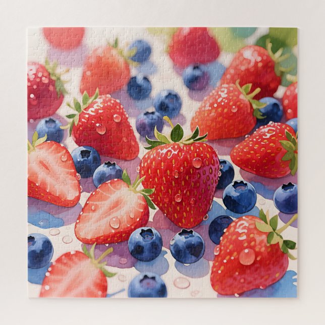 Fresh Strawberry Blueberry Burst Jigsaw Puzzle (Vertical)