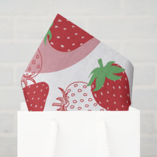Fresh Strawberry Botanical Pattern Tissue Paper