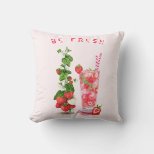 Fresh Strawberry Drink Pillow - Custom Text