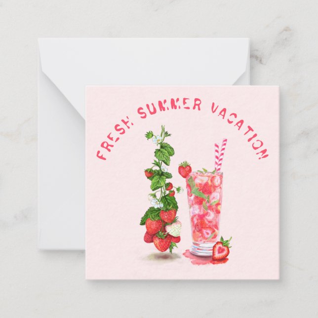 Fresh Strawberry Drink Summer Card (Front)