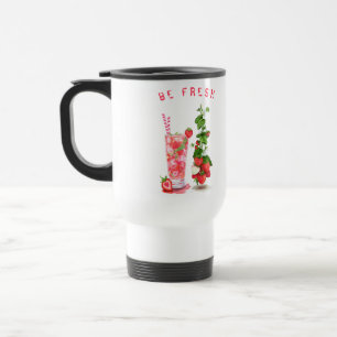Fresh Strawberry Juice Cool Drink - Hot Summer Travel Mug