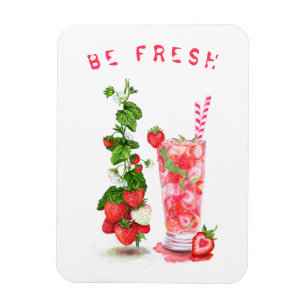 Fresh Strawberry Juice Cool Drink - Summer Fruits  Magnet